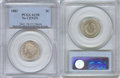 1883 5C No CENTS AU58
