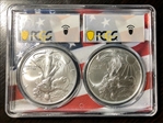 2021 $1 Silver Eagle - Type 1 First Day of Issue Flag Picture Frame 2 coin MS70