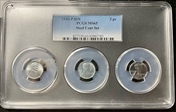1943-P/D/S 3 pc Steel Cent Set MS65