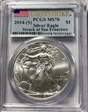 2014-(S) $1 Silver Eagle Struck at San Francisco First Strike MS70