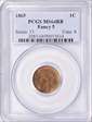 1865 1C Fancy 5 MS64RB