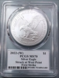 2022-(W) $1 Silver Eagle Struck at West Point First Strike MS70