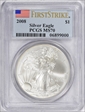 2008 $1 Silver Eagle First Strike MS70