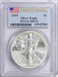 2010 $1 Silver Eagle First Strike MS70