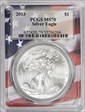 2013 $1 Silver Eagle Flag Picture Frame MS70