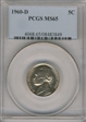 1960-D 5C MS65
