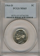 1964-D 5C MS65