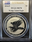 2014-P $1 Wedge Tailed Eagle Mercanti Signature MS70