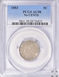 1883 5C No CENTS AU58