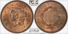 1836 1C Newcomb 3 MS66RB