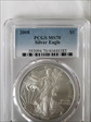 2008 $1 Silver Eagle MS70