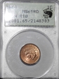 1864 1C L on Ribbon MS65RD