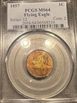 1857 1C Flying Eagle MS64