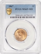 1867 1C MS65+ RD