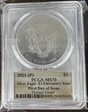 2021-(P) $1 Silver Eagle -T1 Emergency Issue Struck at Philadelphia FDI Horace Grant Red Ink MS70