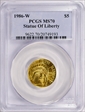 1986-W $5 Statue Of Liberty MS70