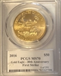 2016 $50 Gold Eagle Gold Eagle - 30th Anniversary FS Moy 1 of 291 MS70