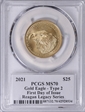 2021 $25 Gold Eagle - Type 2 First Day of Issue Michael Reagan MS70