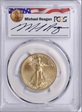 2021 $25 Gold Eagle - Type 2 First Day of Issue Michael Reagan MS70