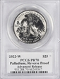 2022-W $25 Palladium, Reverse Proof Advanced Release Moy UHR Signature PR70