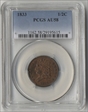 1833 1/2C AU58BN