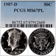 1987-D 50C MS67PL