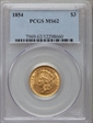 1854 $3 MS62