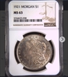 1921 $1 Morgan MS63
