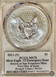 2021-(S) $1 Silver Eagle - T1 Emergency Issue Struck at San Francisco FDI Michael Reagan MS70