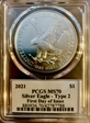 2021 $1 Silver Eagle - Type 2 First Day of Issue MS70