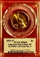 2021-P $1 American Innovation  NC 1st Public University Pos A MS65
