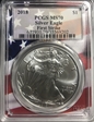 2018 $1 Silver Eagle First Strike Flag Picture Frame MS70