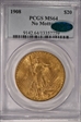 1908 $20 No Motto MS64