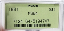 1881 $1 MS64