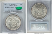 1878 7TF $1 VAM 187, Doubled R AU55