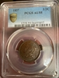 1857 1/2C AU55BN