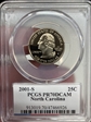 2001-S 25C North Carolina PR70DCAM