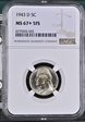 1943-D 5C MS67+FS