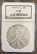 2008-W $1 Burnished Silver Eagle SP70