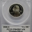 2000-S 25C Virginia Silver PR69DCAM