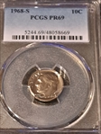 1968-S 10C PR69