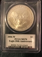 2006-W $1 Burnished Silver Eagle 20th Anniversary SP70