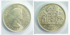 1953(m) Florin Small Rev. Denticles KM-54  Ag MS63