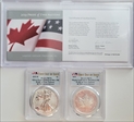 2019-W $1 Silver Eagle Enhanced Rev PR Pride of Two Nations , Canadian Set FDI PR70