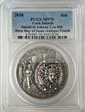2018 $10 Shield of Athena 2oz HR First Day of Issue-Antique Finish MS70