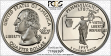 1999-S 25C Pennsylvania Silver PR70DCAM