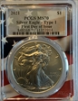 2021 $1 Silver Eagle - Type 1 First Day of Issue Flag Picture Frame MS70