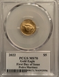 2022 $5 Gold Eagle First Day of Issue Legends of Life Pedro Martinez MS70