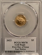 2022 $5 Gold Eagle First Day of Issue Legends of Life Paul Molitor MS70