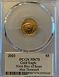 2022 $5 Gold Eagle First Day of Issue Legends of Life Alan Trammell MS70